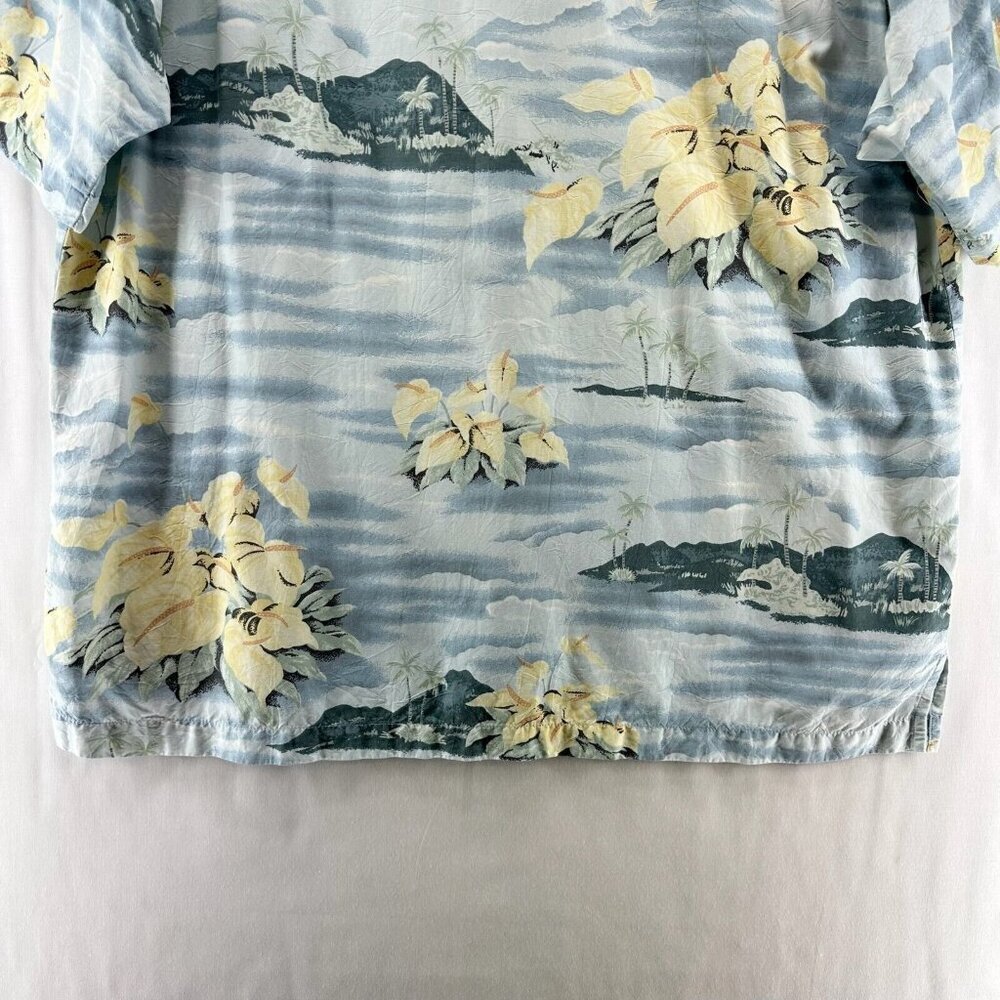 Tommy Bahama Hawaiian Shirt Mens Sz L Island Tropical Camp Button Down Blue VTG - Picture 6 of 10